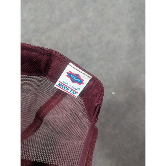 Gangsters Buy Flowers Maroon Mesh Trucker Hat Embroidered Rose Streetwear Nissin - Picture 5 of 6